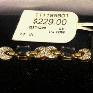 ZALES Diamond and Blue Sapphire Gold Bracelet